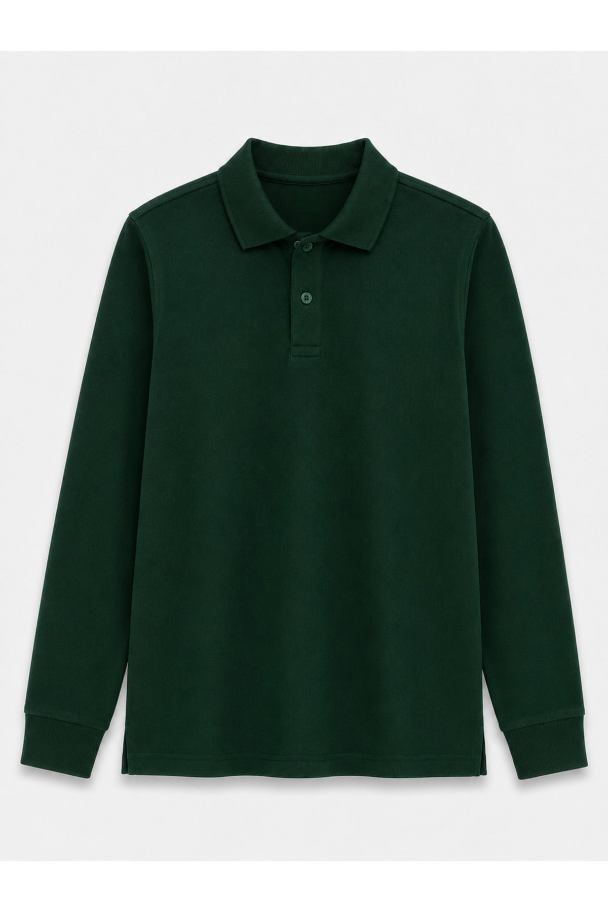 Koyu Yeşil Uzun Kollu Polo Yaka Lakos Okul T-shirt R.O.Z.K.U.U.LT.E.L.T.