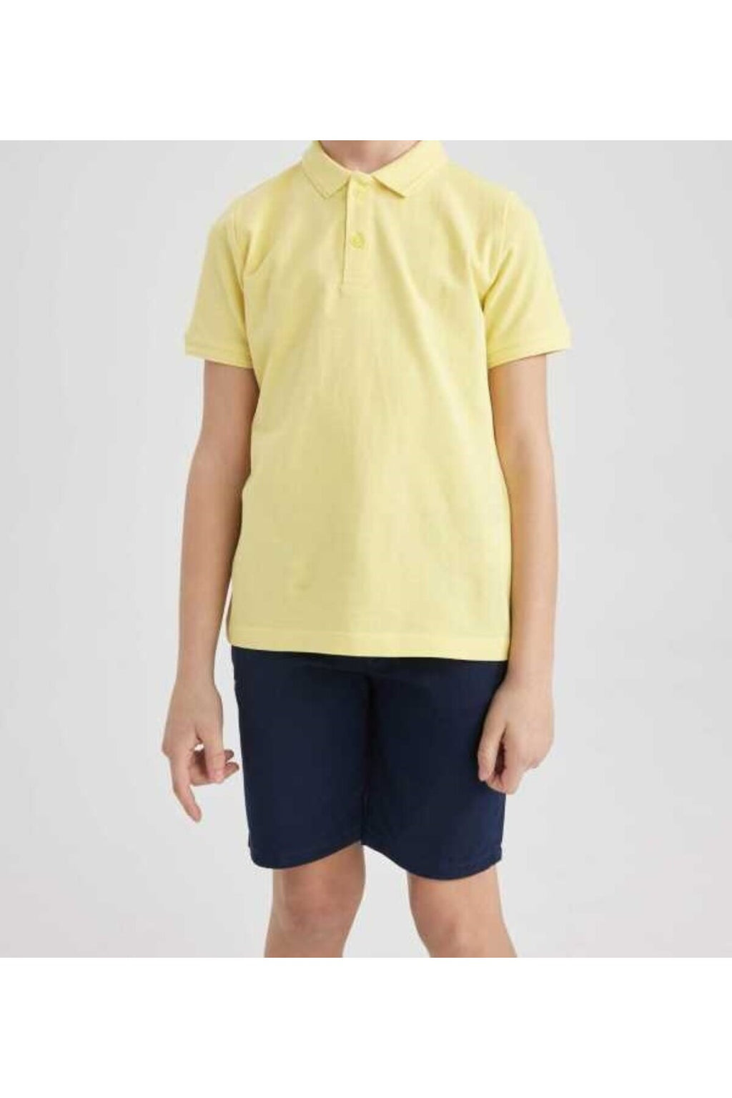 Sarı Kısa Kollu Polo Yaka Lakost  Okul T-shirt R.O.Z.O.KU.LT.E.L.T.