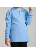 Mavi Uzun Kollu Polo Yaka Lakost  Okul T-shirt R.O.Z.K.U.U.LT.E.L.T.