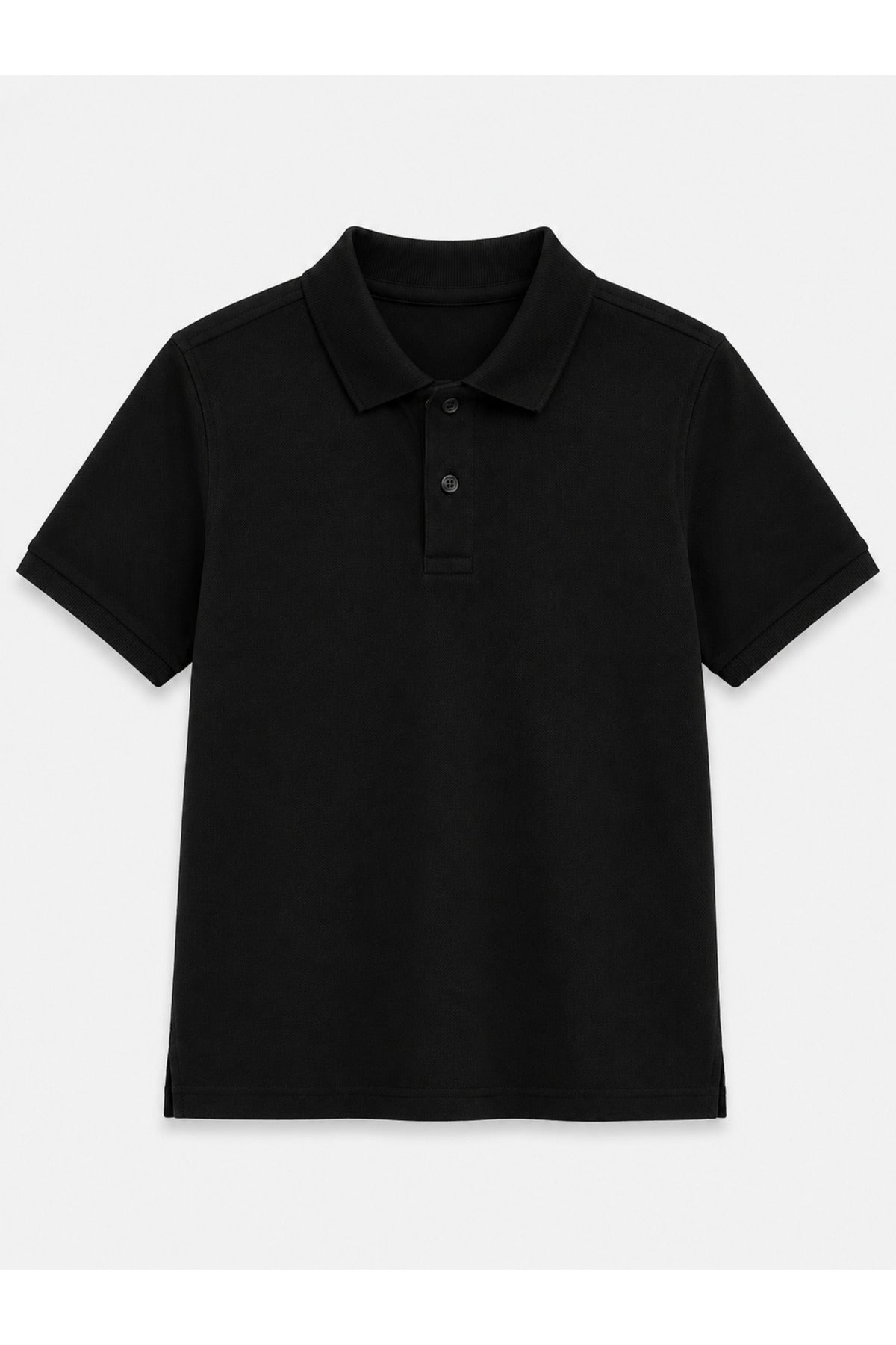 Siyah Kısa Kollu Polo Yaka Lakos Okul T-shirt R.O.Z.O.KU.LT.E.L.T.