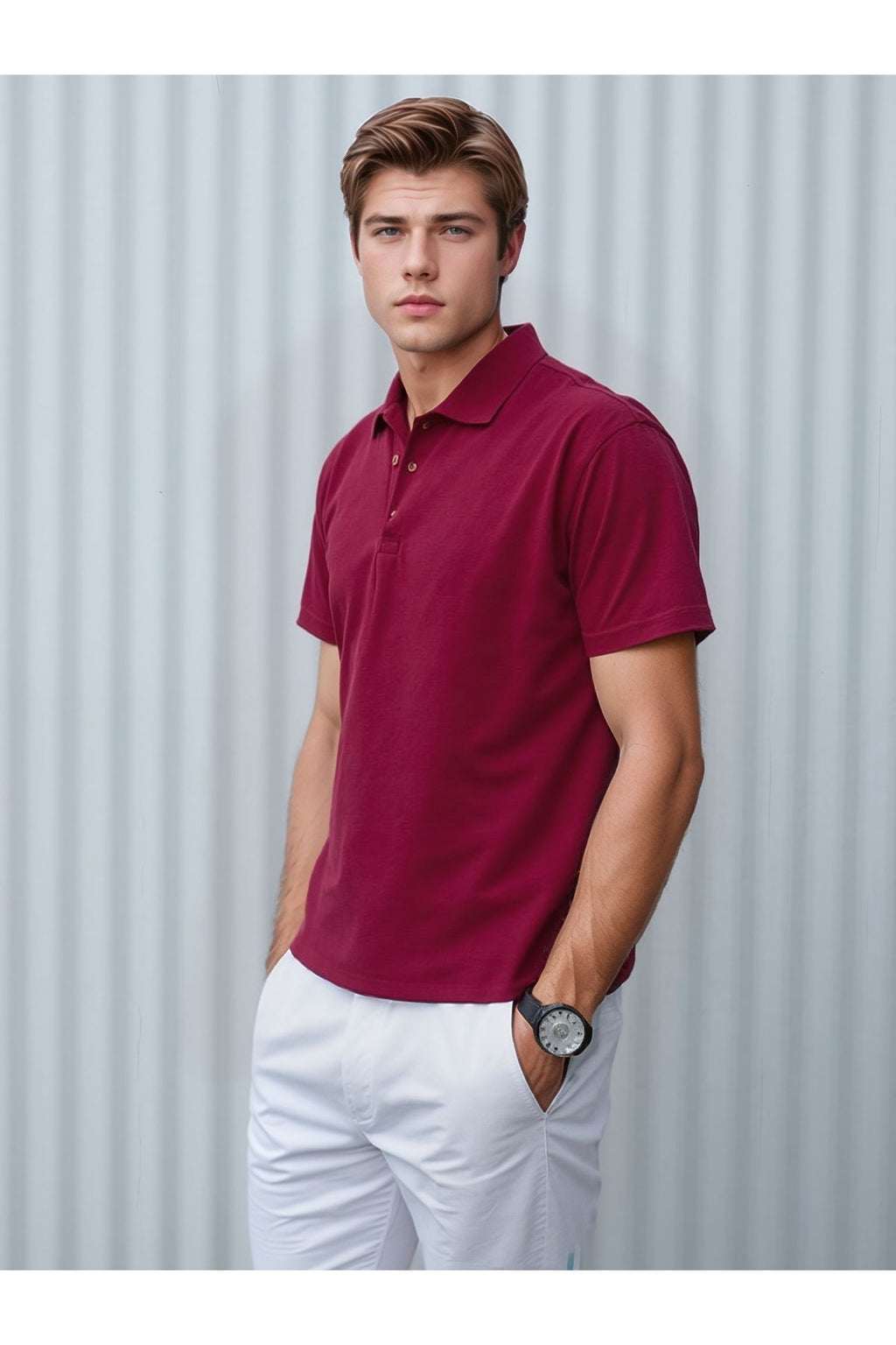 Erkek Bordo Pamuklu Polo Yaka T-shirt