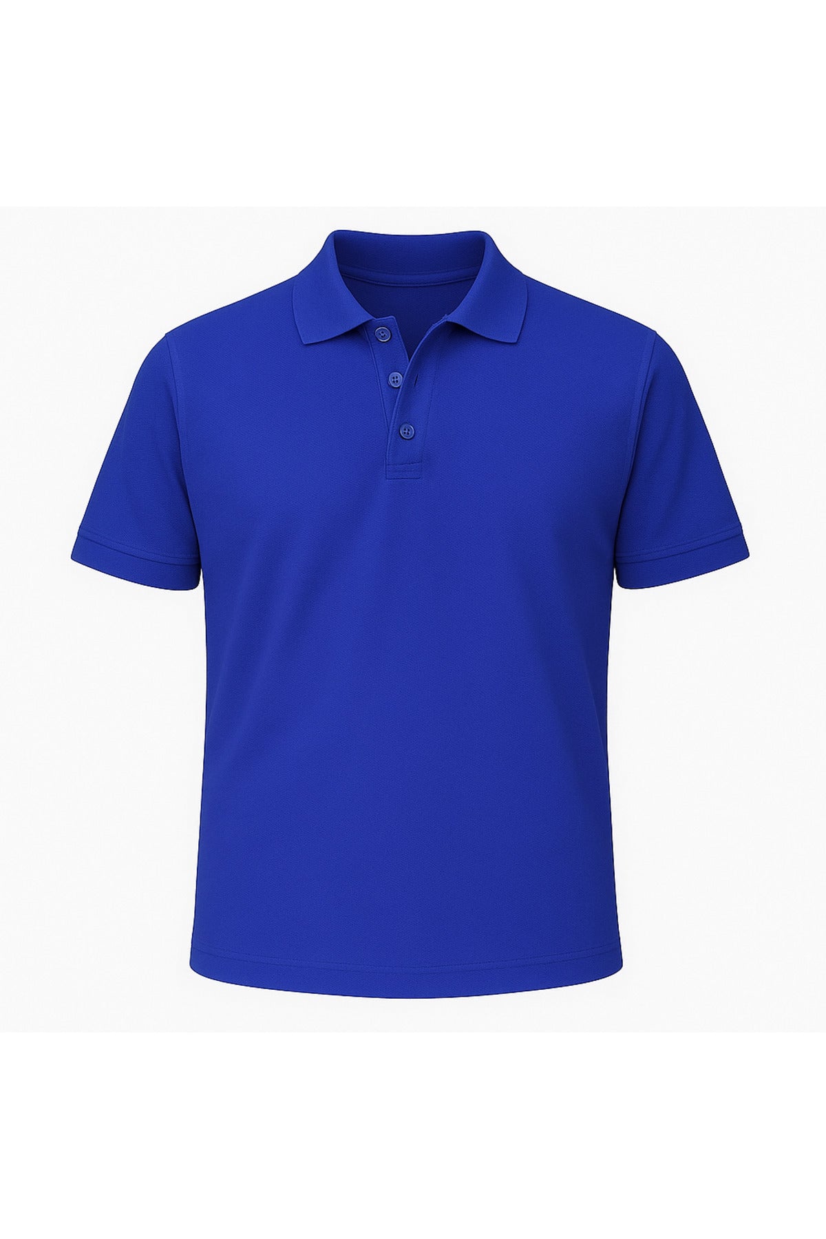 Erkek Saks Mavi Pamuklu Polo Yaka T-shirt