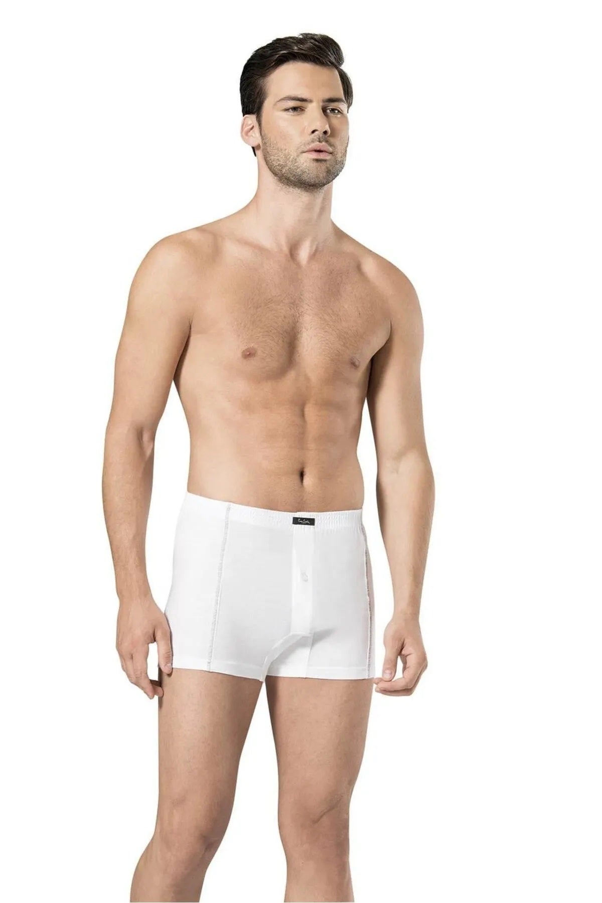Erkek Düğmeli Penye  2'li Boxer Beyaz  R.O.4.Z.0.E.5.L.T