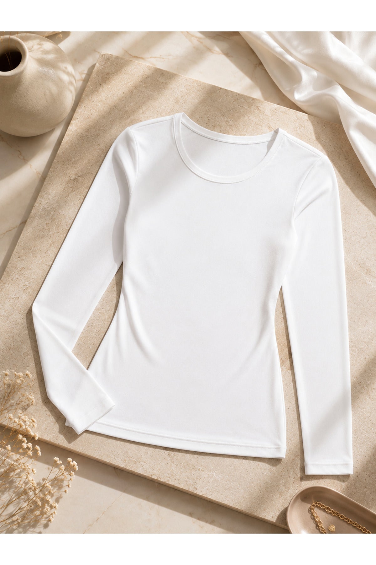 Kadın Modal Pamuklu Likralı Uzun Kol 4'lü Atlet T-shirt