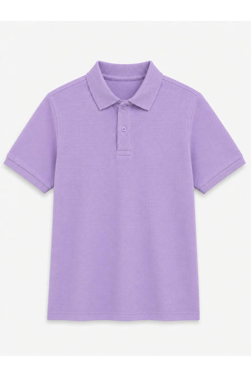 Lila Kısa Kollu Polo Yaka Lakos Okul T-shirt R.O.Z.O.KU.LT.E.L.T.