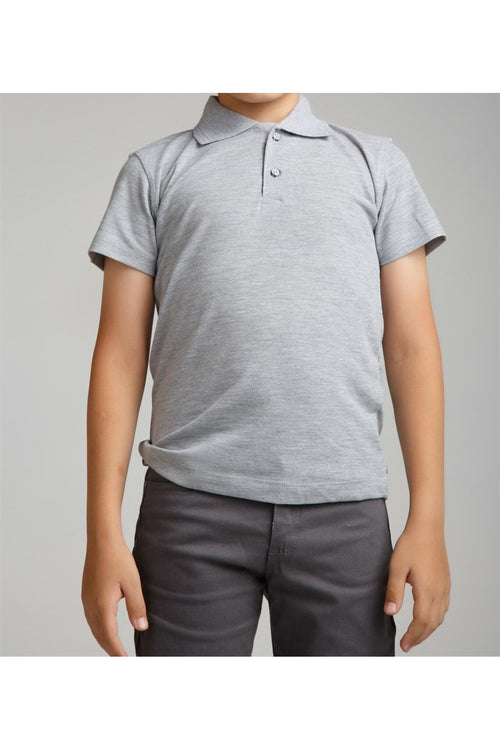 Gri Kısa Kollu Polo Yaka Lakost  Okul T-shirt R.O.Z.O.KU.LT.E.L.T.