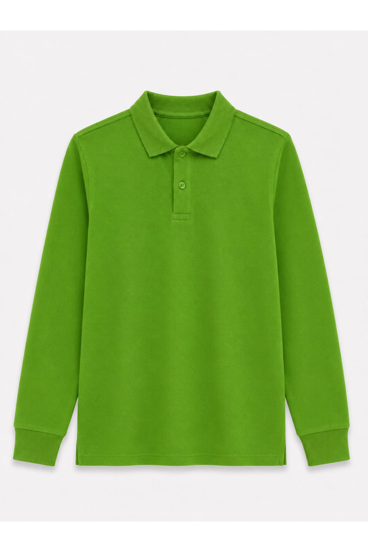 Yeşil Uzun Kollu Polo Yaka Lakos Okul T-shirt R.O.Z.K.U.U.LT.E.L.T.