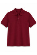 Bordo Kısa Kollu Polo Yaka Lakos Okul T-shirt R.O.Z.O.KU.LT.E.L.T.