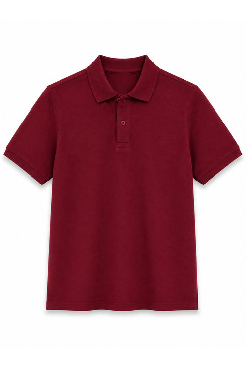 Bordo Kısa Kollu Polo Yaka Lakos Okul T-shirt R.O.Z.O.KU.LT.E.L.T.