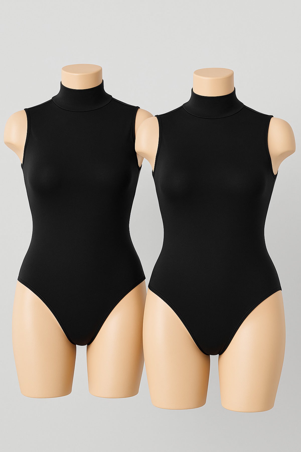 Kadın Pamuklu Kolsuz Boğazlı Siyah 2'li Çıtçıtlı Body