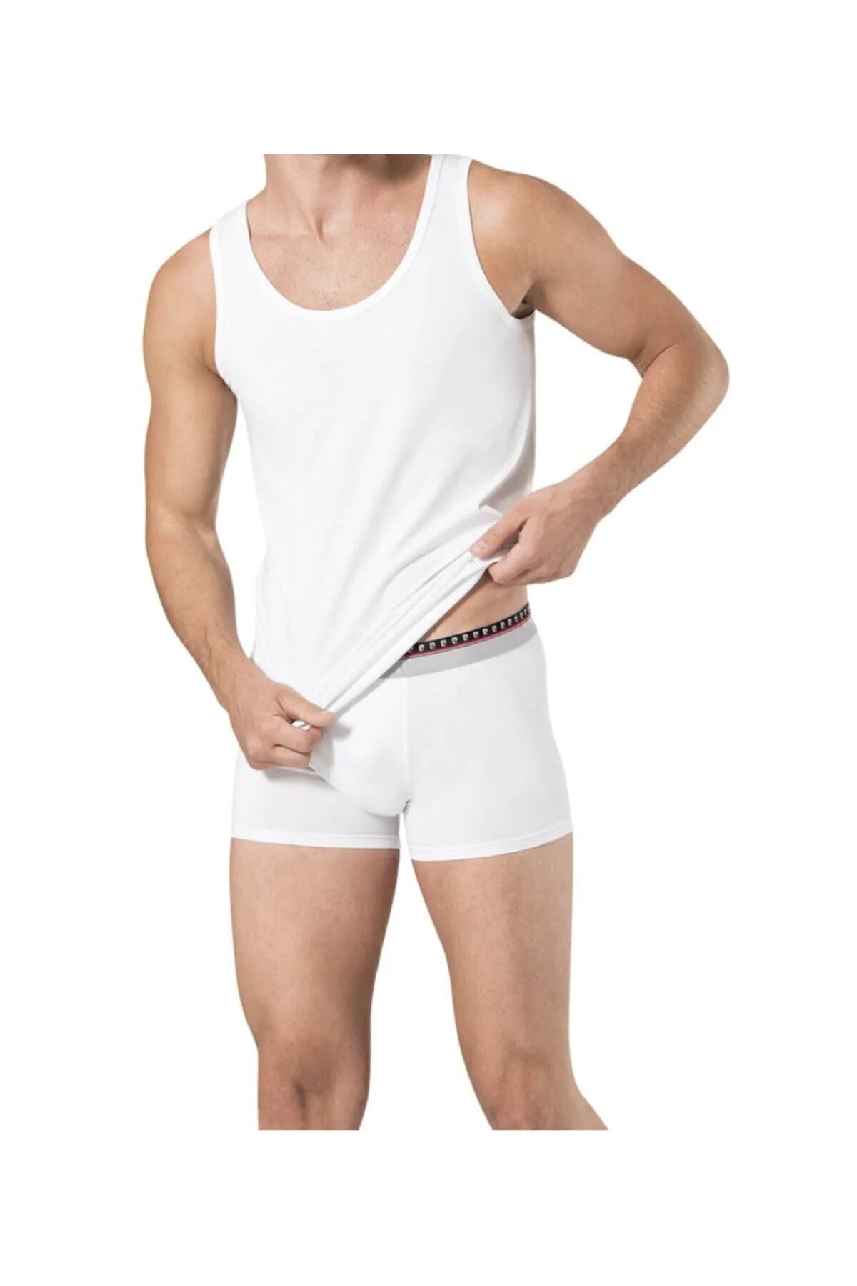 Likralı Pamuklu Atlet & Boxer Set S2.Q.TK.6K.R1