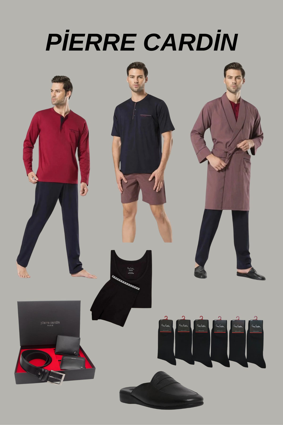 Erkek Çeyizlik Set Bordo Lisanslı Kutulu 7'li Damat Seti