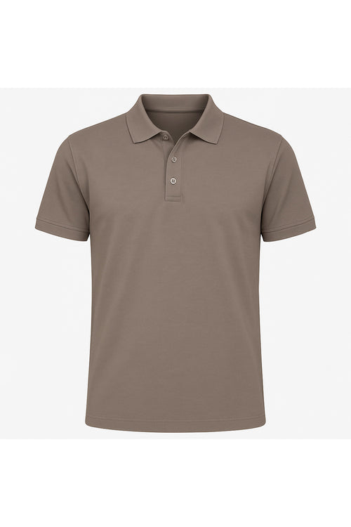 Erkek Koyu Bej Pamuklu Polo Yaka T-shirt