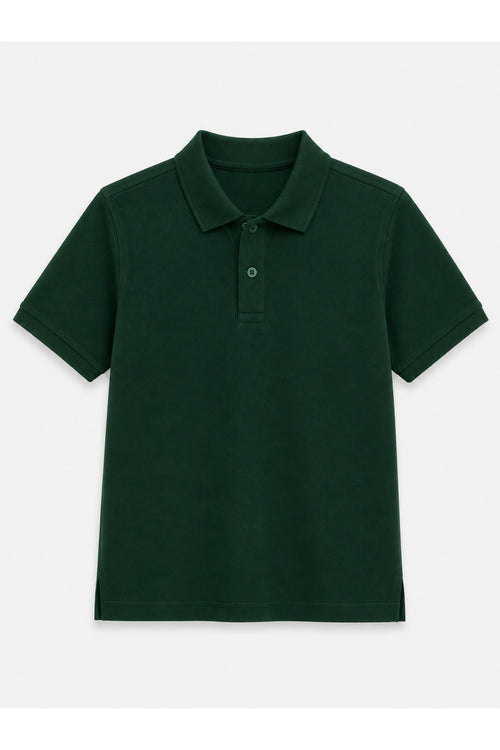 Koyu Yeşil Kısa Kollu Polo Yaka Lakos Okul T-shirt R.O.Z.O.KU.LT.E.L.T.