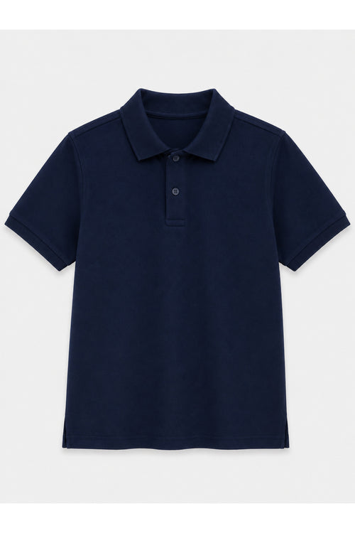 Koyu Lacivert Kısa Kollu Polo Yaka Lakos Okul T-shirt R.O.Z.O.KU.LT.E.L.T.