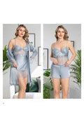 Kadın Mist  Saten Gecelik Sabahlık Pijama Takım Şort Takım 6'lı Set J.ER.3.R.O.Z7.0.E.L.T.