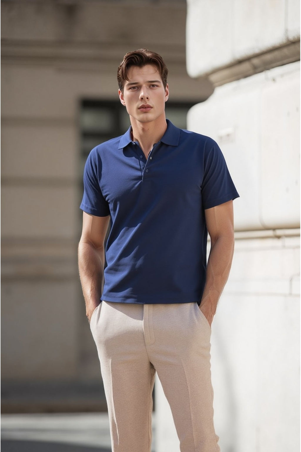 Erkek Lacivert Pamuklu Polo Yaka T-shirt