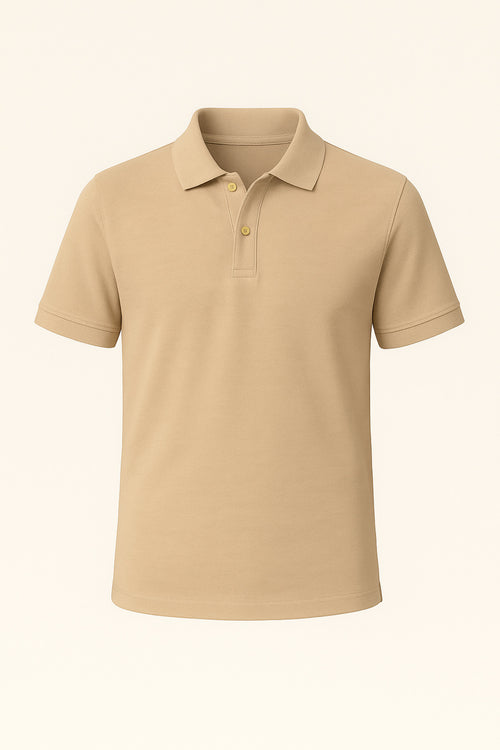 Erkek Bej Pamuklu Polo Yaka T-shirt