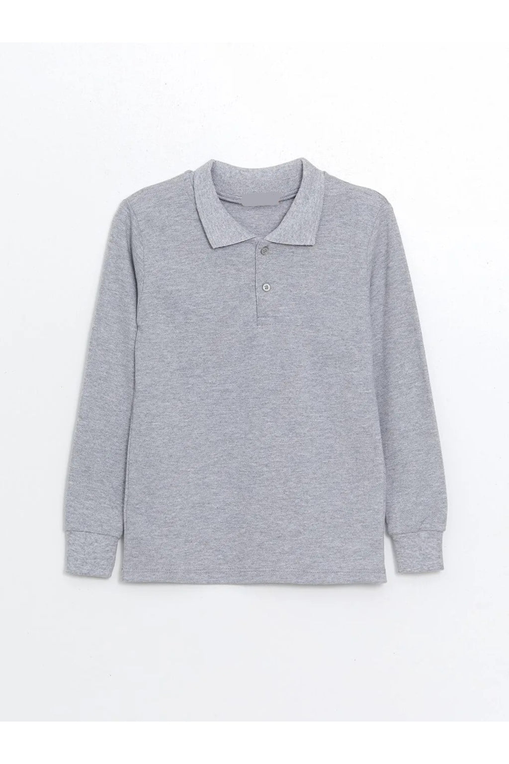 Gri Uzun Kollu Polo Yaka Lakost  Okul T-shirt R.O.Z.K.U.U.LT.E.L.T.