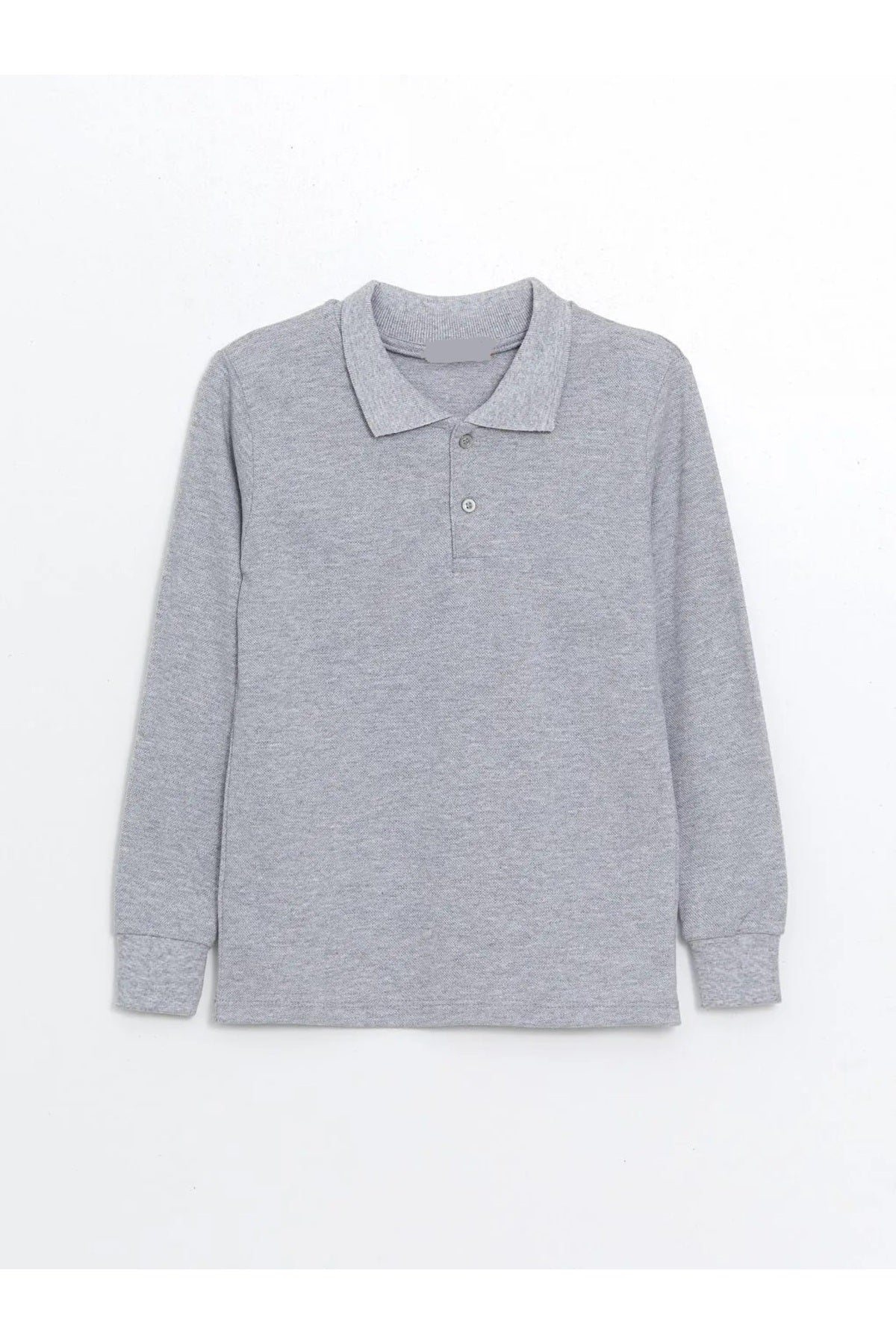 Gri Uzun Kollu Polo Yaka Lakost  Okul T-shirt R.O.Z.K.U.U.LT.E.L.T.