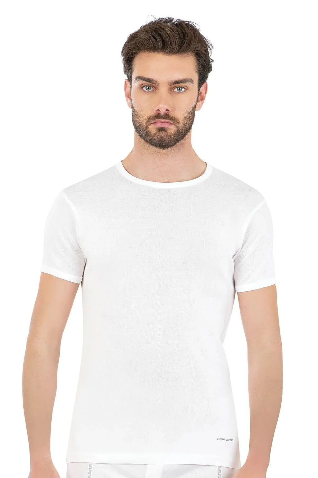 Erkek Beyaz Sıfır Yaka T-Shirt  2'li Pamuklu R.O..P.İ.E.R..Z.4E.L0.T.
