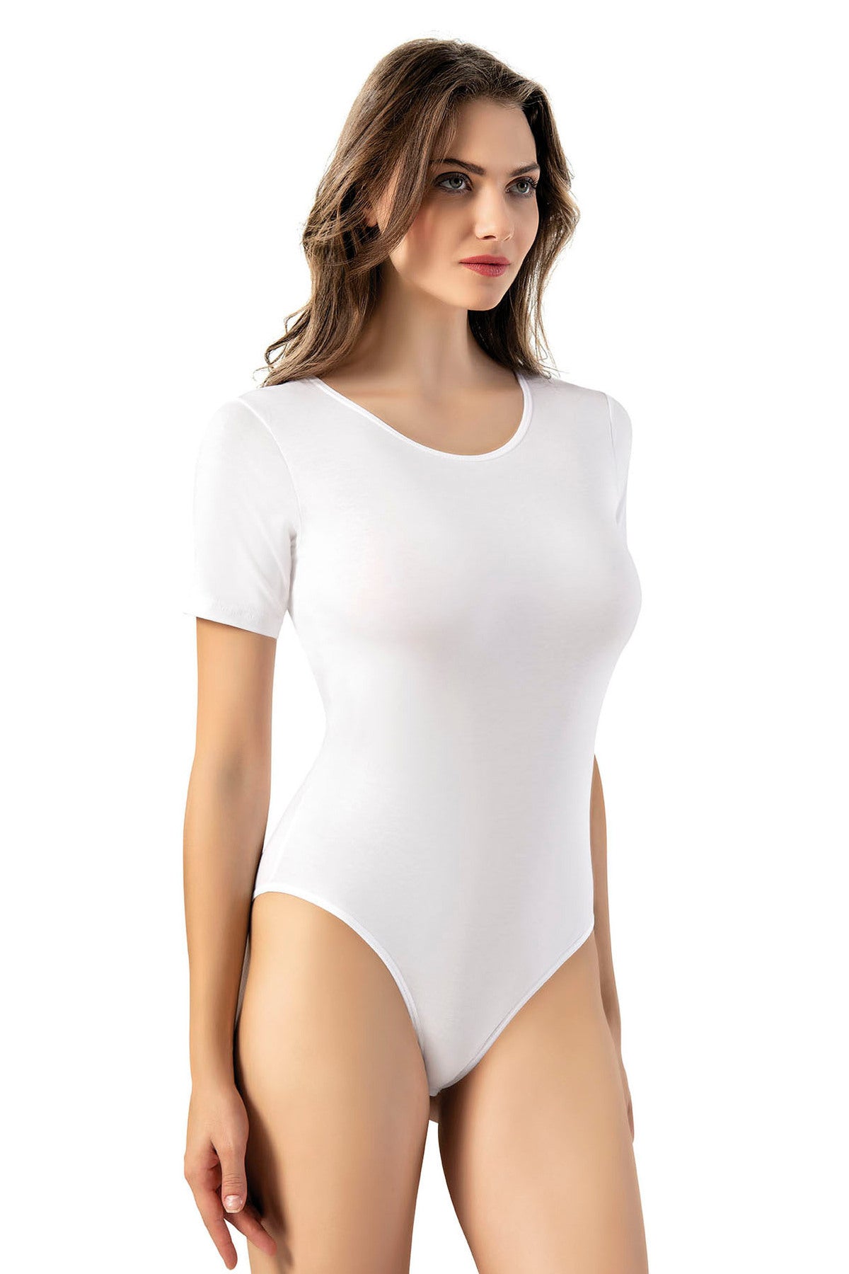 Kadın Beyaz Pamuklu Kısa Kol 2'li Çıtçıtlı Body