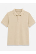 Bej Kısa Kollu Polo Yaka Lakos Okul T-shirt R.O.Z.O.KU.LT.E.L.T.