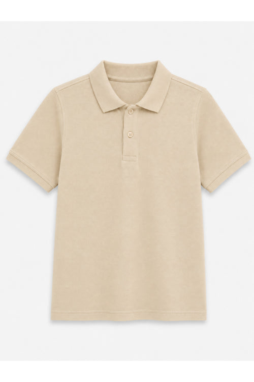Bej Kısa Kollu Polo Yaka Lakos Okul T-shirt R.O.Z.O.KU.LT.E.L.T.
