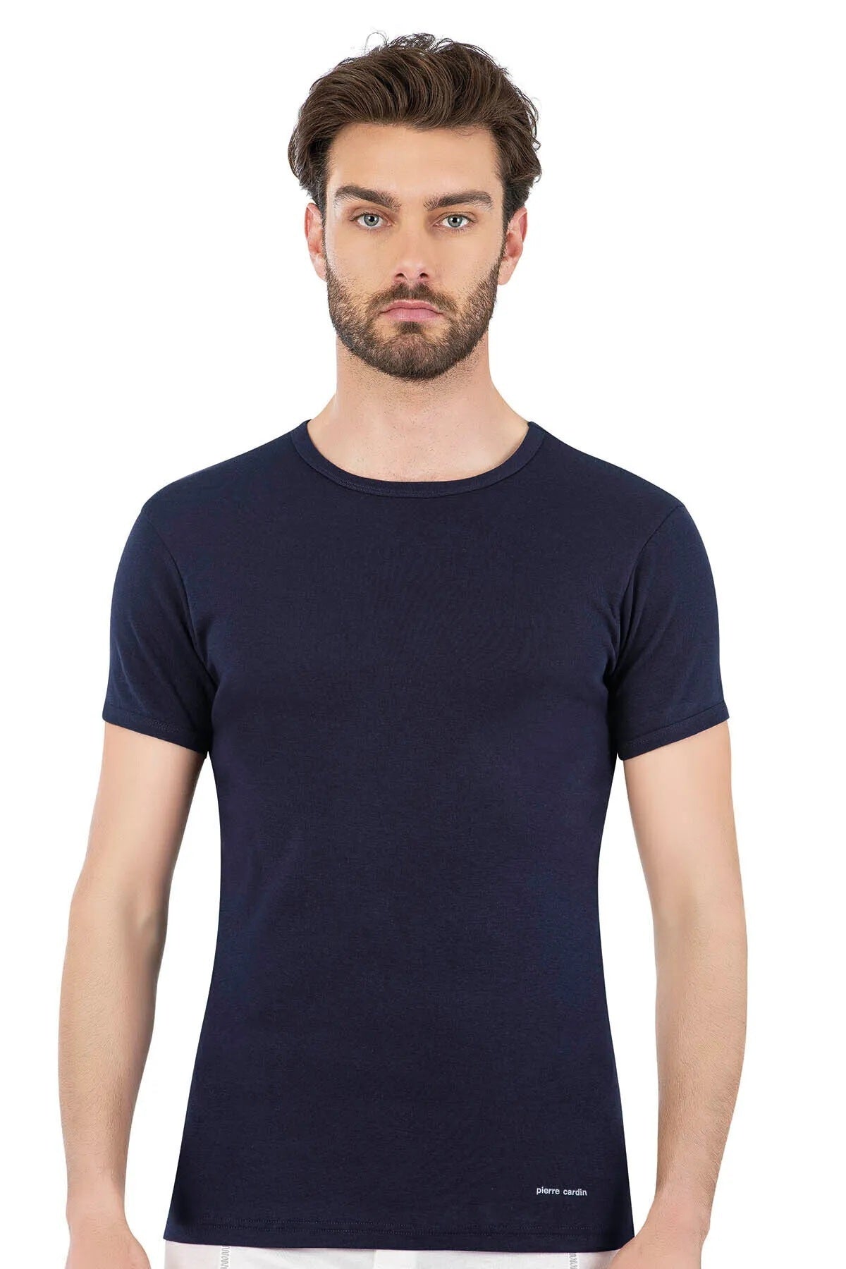 Erkek Lacivert Sıfır Yaka T-Shirt  2'li Pamuklu R.O..P.İ.E.R..Z.4E.L0.T.