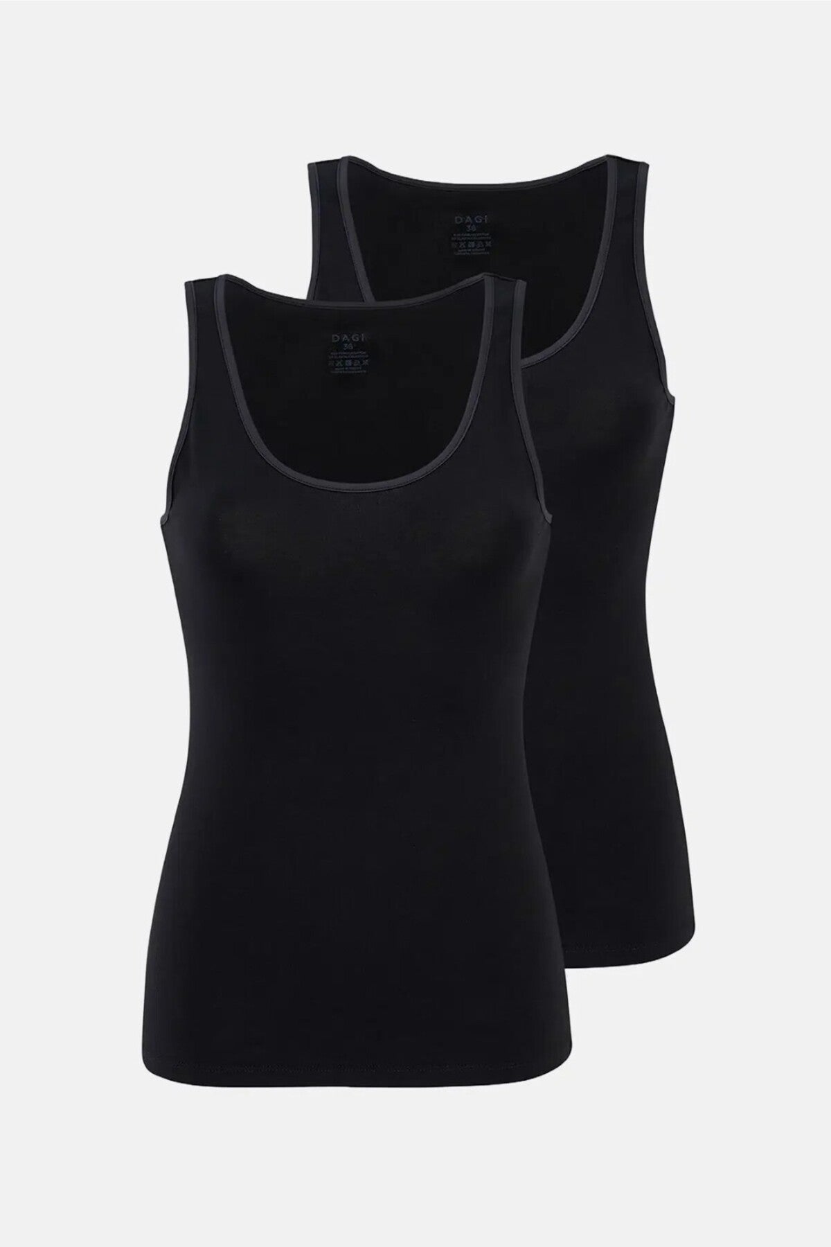 Kadın Siyah Kalın Askılı Pamuklu Atlet 2'li Paket