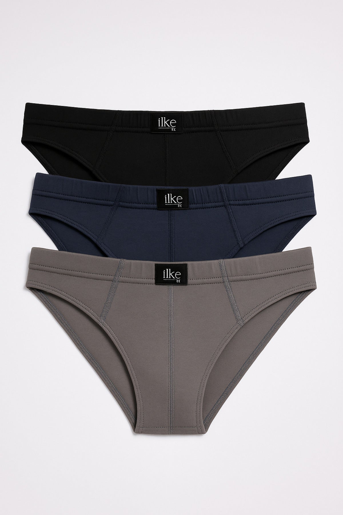 Erkek Pamuklu 3'lü Slip Külot Lacivert-Füme-Siyah