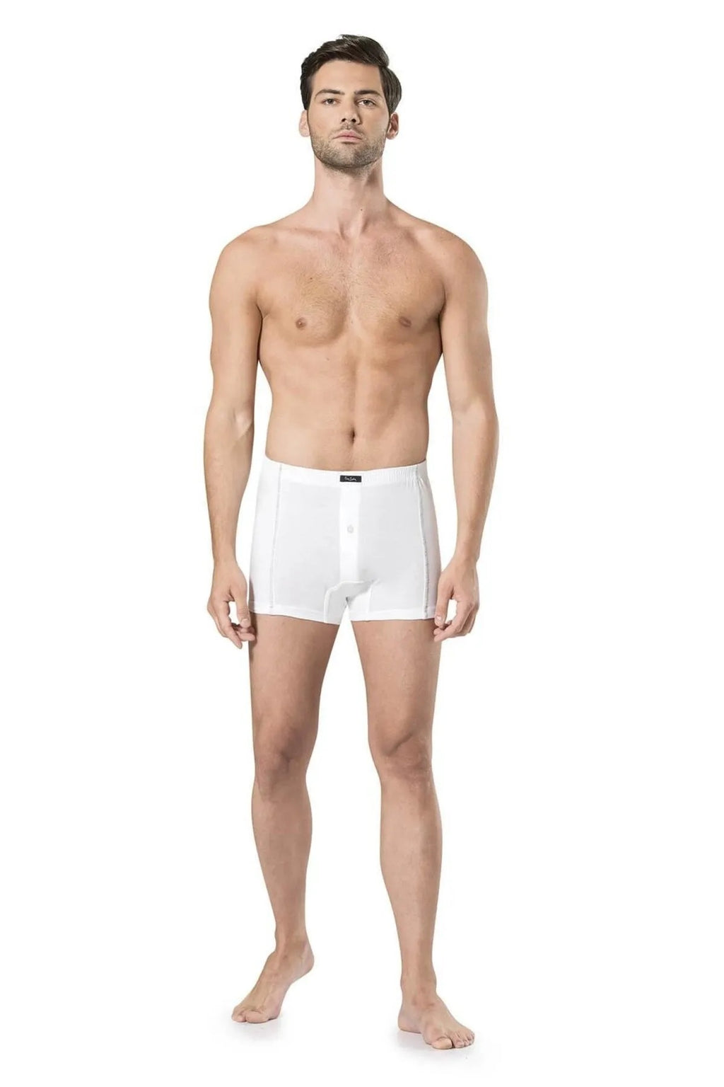 Erkek Düğmeli Penye  2'li Boxer Beyaz  R.O.4.Z.0.E.5.L.T