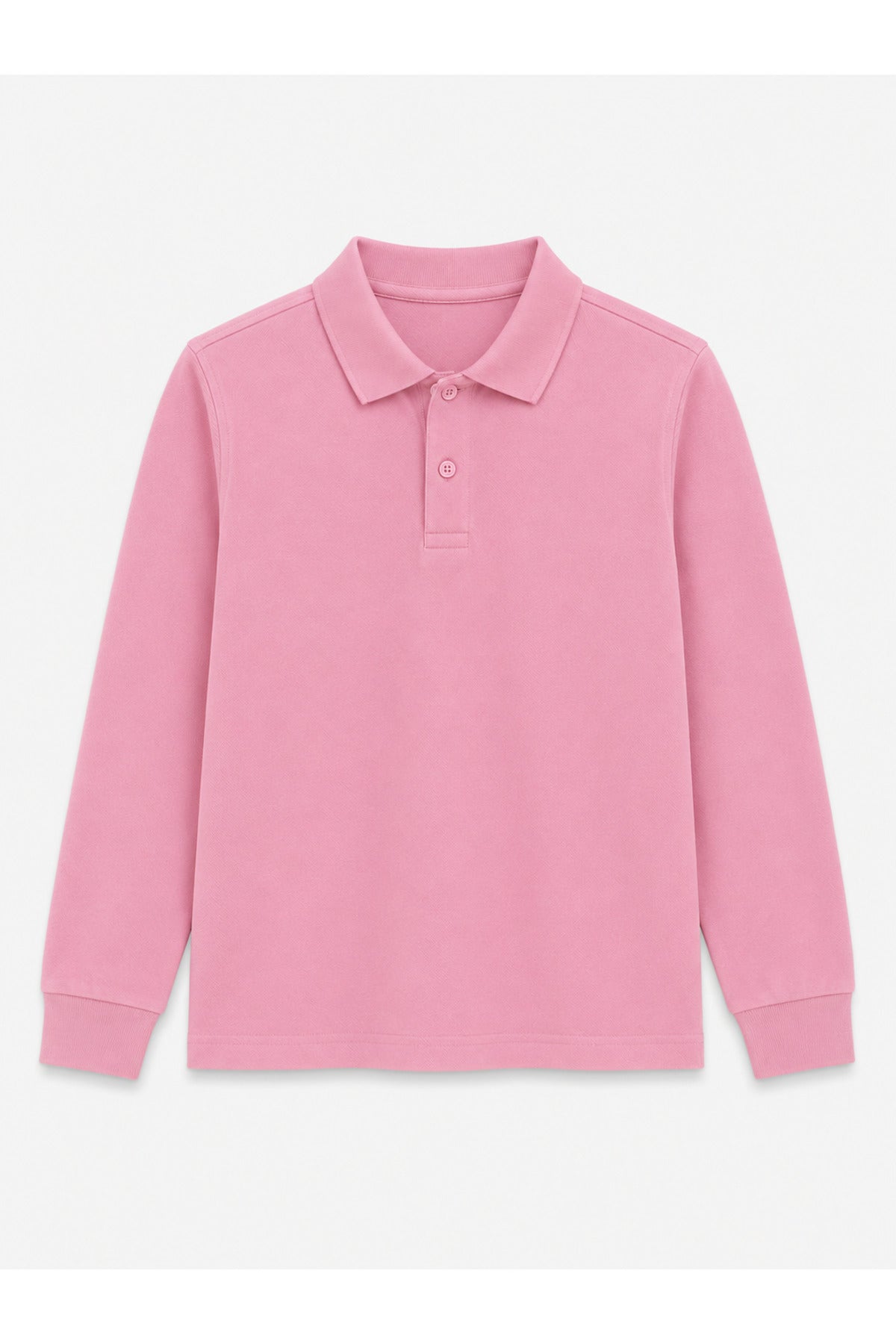 Pembe Uzun Kollu Polo Yaka Lakos Okul T-shirt R.O.Z.K.U.U.LT.E.L.T.