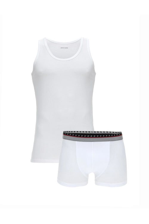 Erkek Beyaz Atlet ve Boxer 2'li Set, Modal & Pamuklu & Likralı