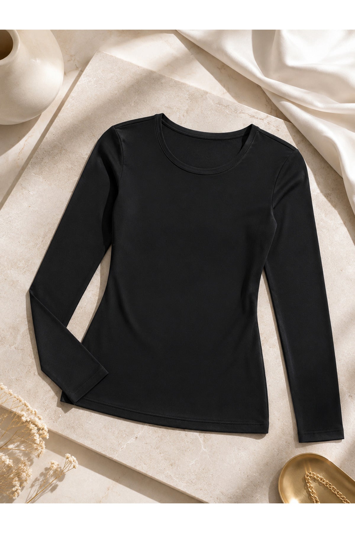 Kadın Modal Pamuklu Likralı Uzun Kol 4'lü Atlet T-shirt