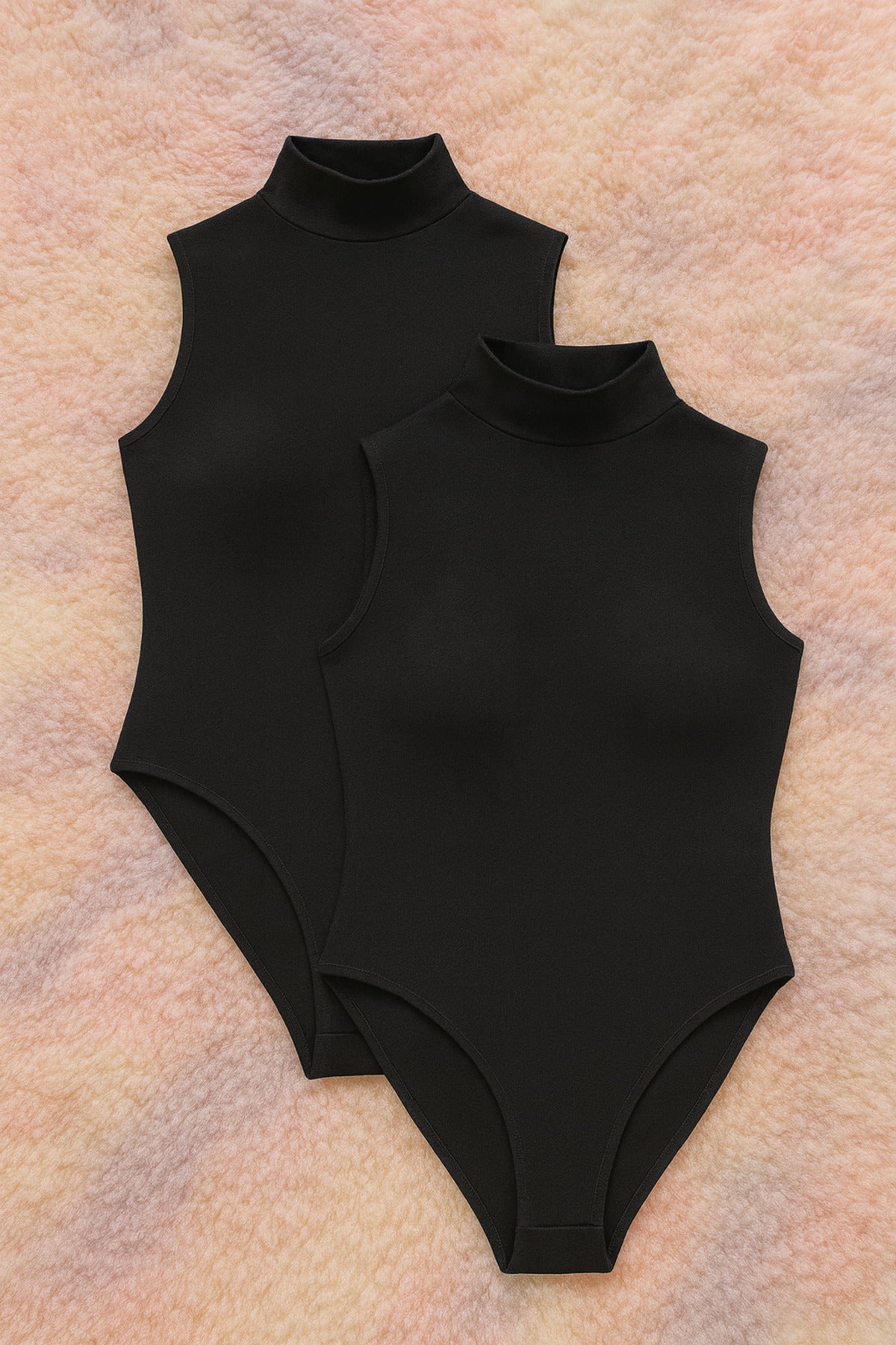 Kadın Pamuklu Kolsuz Boğazlı Siyah 2'li Çıtçıtlı Body