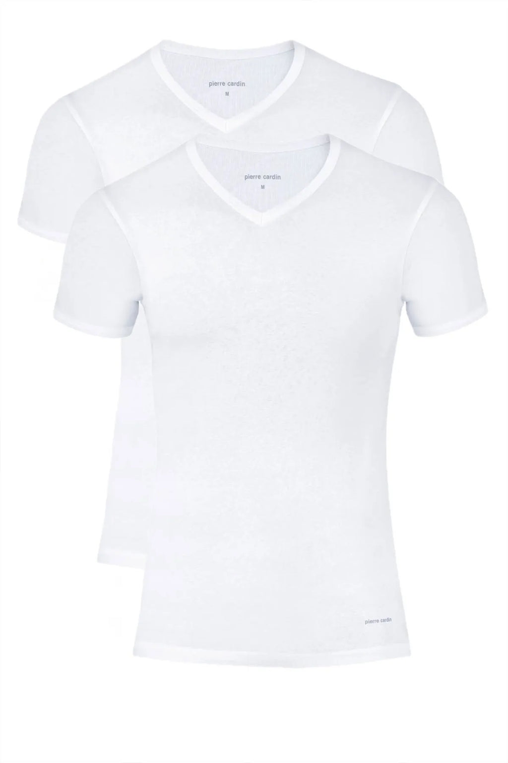 Erkek Beyaz  Ribana V Yaka T-Shirt  2'li Pamuklu Kutulu R.O.4.Z.4.E.L2.T.