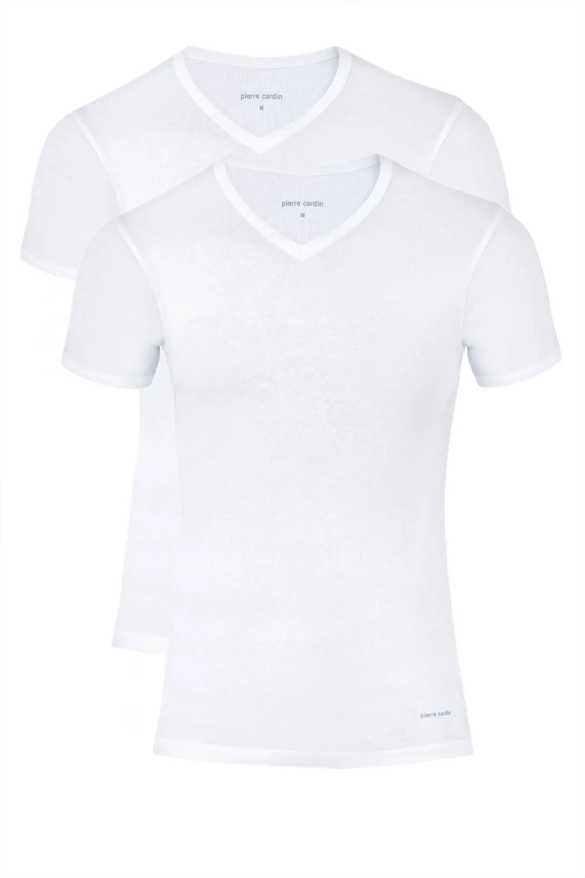 Erkek Beyaz  Ribana V Yaka T-Shirt  2'li Pamuklu Kutulu R.O.4.Z.4.E.L2.T.